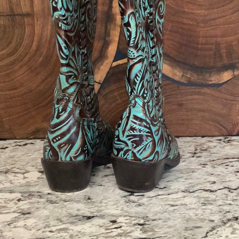 Patricia Nash turquoise and chocolate Heeled Boots - Picture 3 of 7